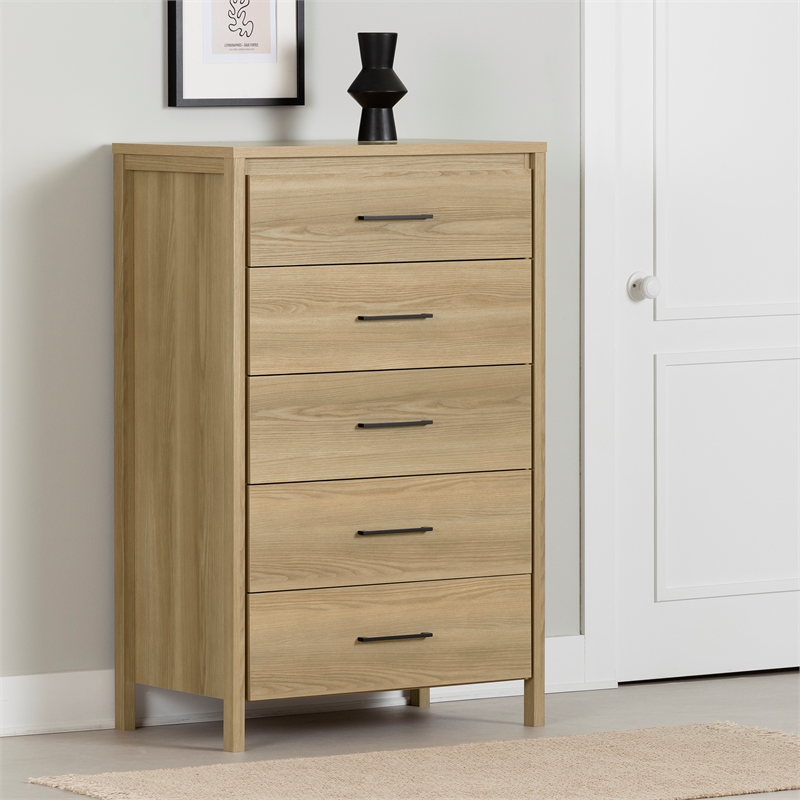 Pemberly Row Modern / Contemporary 5-Drawer Chest Natural Ash