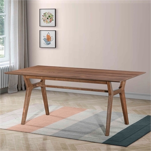 Pemberly Row Modern 71&quot Wood Rectangular Dining Table in Walnut