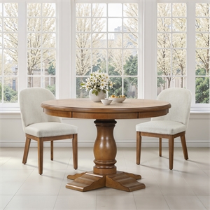 Pemberly Row Contemporary 48&quot Round Wood Dining Table in Brown
