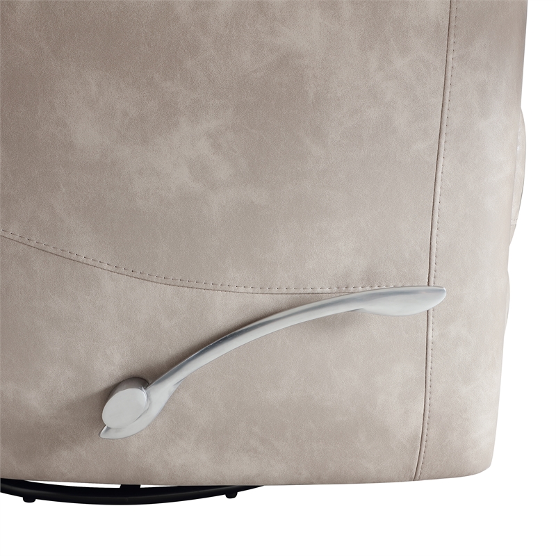 Pemberly Row Contemporary Faux Leather Swivel Recliner in Gray
