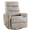 Pemberly Row Contemporary Faux Leather Swivel Recliner in Gray