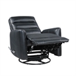 Pemberly Row Contemporary Faux Leather Swivel Recliner in Black