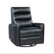 Pemberly Row Contemporary Faux Leather Swivel Recliner in Black