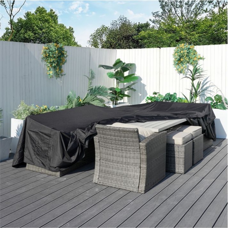 Pemberly Row Square Patio Furniture Covers Waterproof - Black