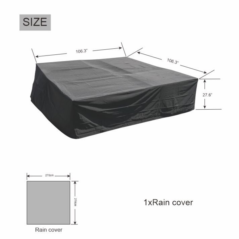 Pemberly Row Square Patio Furniture Covers Waterproof - Black