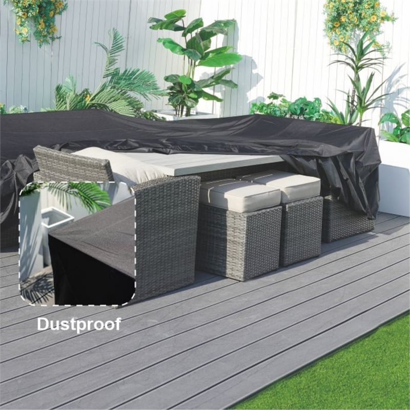 Pemberly Row Square Patio Furniture Covers Waterproof - Black