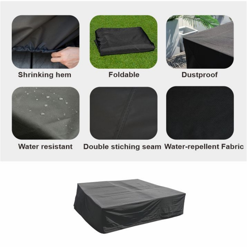 Pemberly Row Square Patio Furniture Covers Waterproof - Black