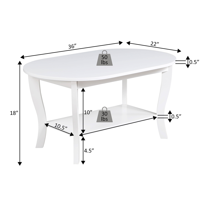 Pemberly Row Oval Coffee Table with Shelf in Mahogany Wood Finish