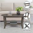 Pemberly Row Oval Coffee Table with Shelf in Gray Wood Finish