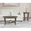 Pemberly Row Oval Coffee Table with Shelf in Gray Wood Finish