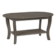 Pemberly Row Oval Coffee Table with Shelf in Gray Wood Finish
