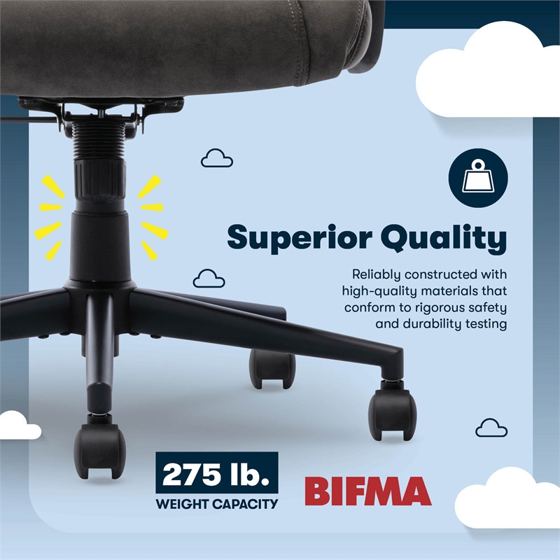 Pemberly Row Office Ergonomic Computer Chair Lumber Support Brown