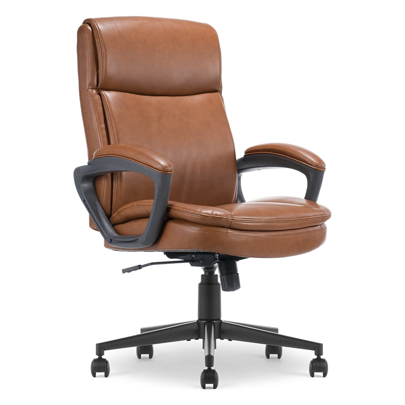 Pemberly Row Executive Office Chair Ergonomic with Cognac Bonded Leather