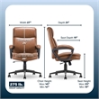 Pemberly Row Executive Office Chair Ergonomic with Cognac Bonded Leather