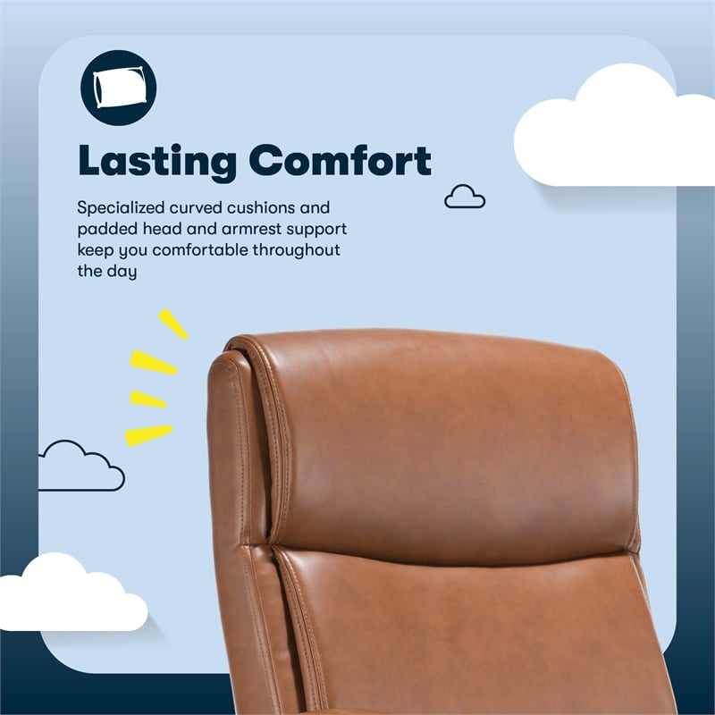 Pemberly Row Executive Office Chair Ergonomic with Cognac Bonded Leather
