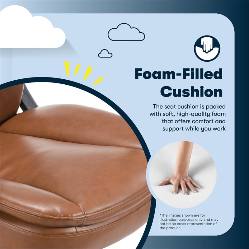 Pemberly Row Executive Office Chair Ergonomic with Cognac Bonded Leather