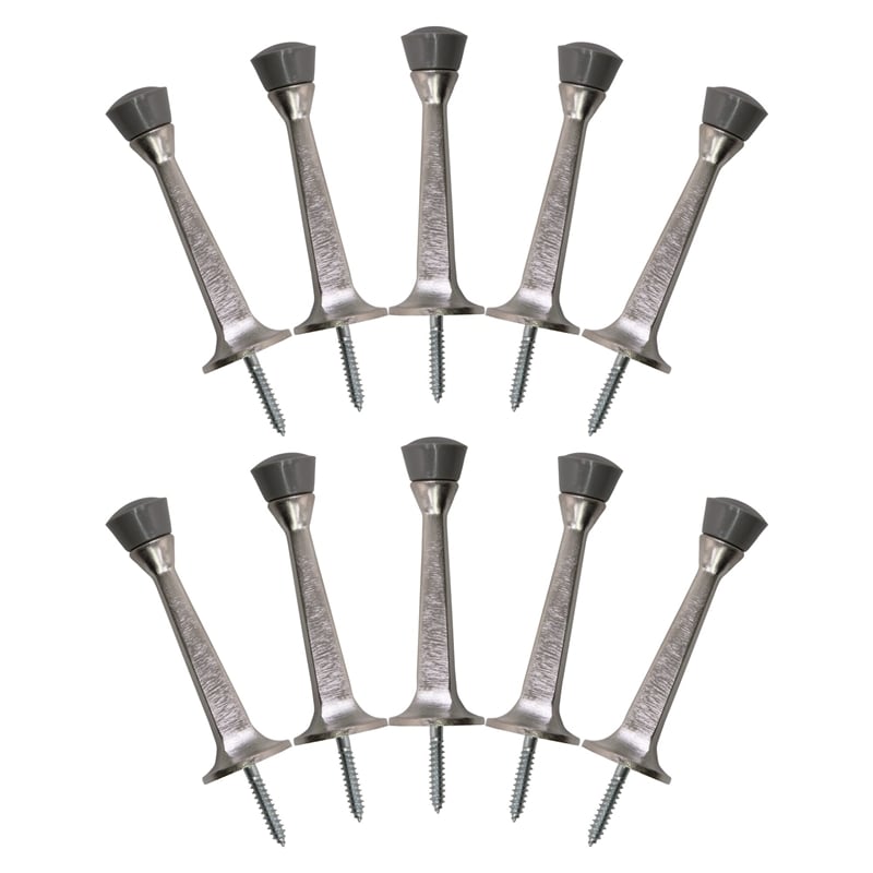 Pemberly Row Solid Rigid Steel Cast Door Stop in Satin Nickel 10 Pack
