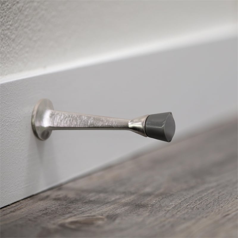 Pemberly Row Solid Rigid Steel Cast Door Stop in Satin Nickel 10 Pack