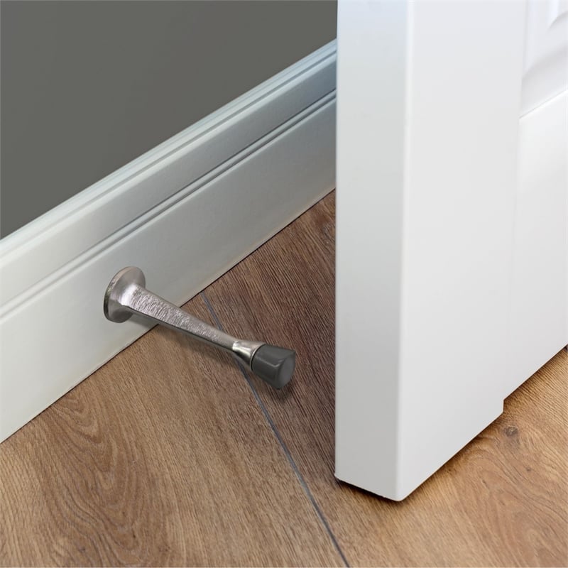 Pemberly Row Solid Rigid Steel Cast Door Stop in Satin Nickel 10 Pack