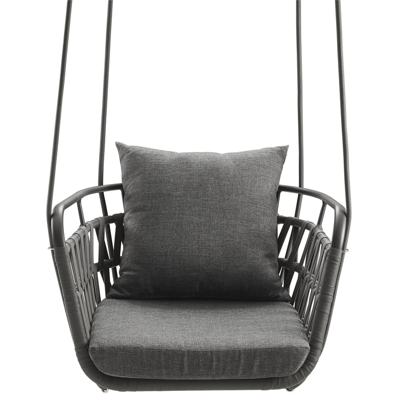 Pemberly Row Powder-Coated Aluminum Frame Swing Chair in Charcoal