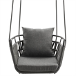 Pemberly Row Powder-Coated Aluminum Frame Swing Chair in Charcoal