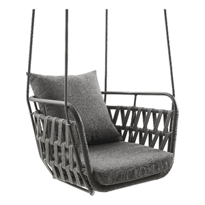 Pemberly Row Powder-Coated Aluminum Frame Swing Chair in Charcoal