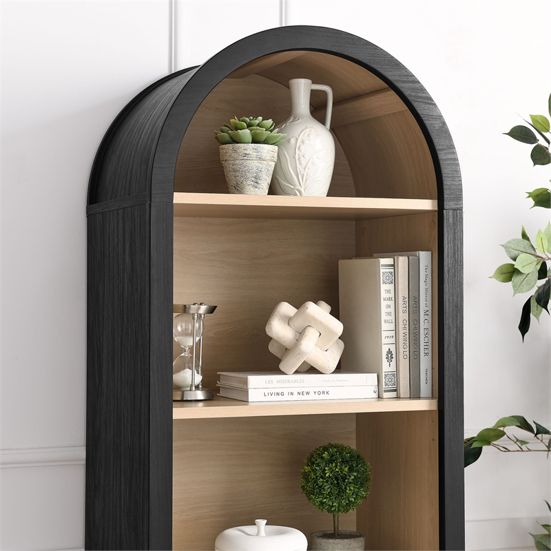 Pemberly Row Modern / Contemporary Bookcase Display Cabinet in Black