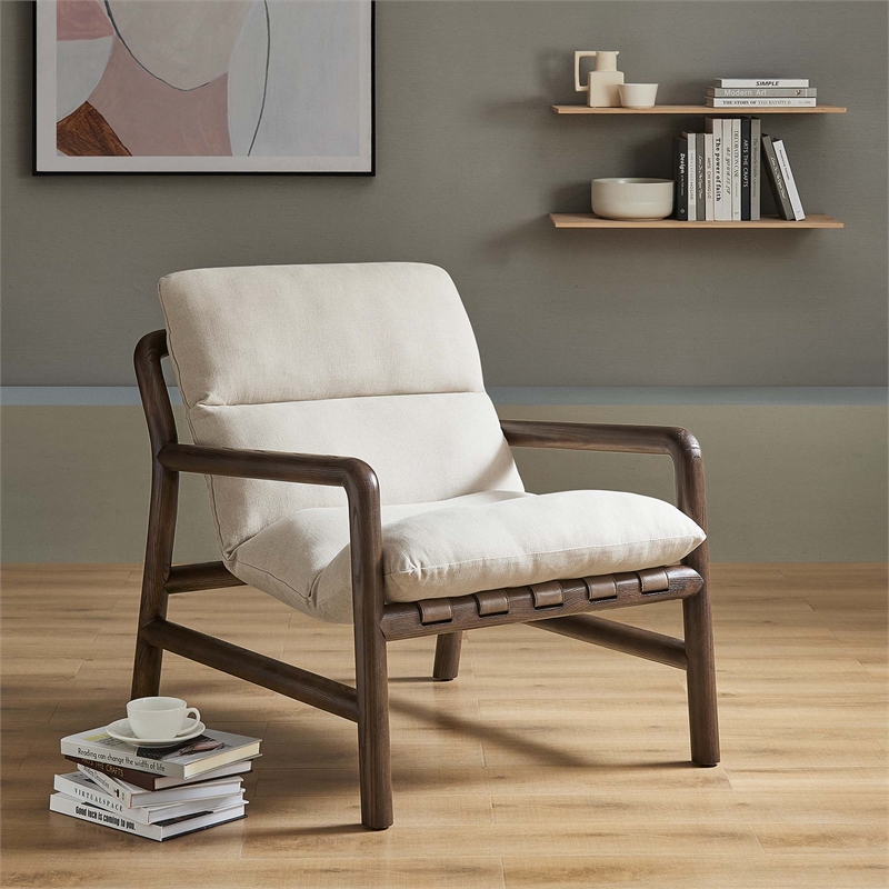 Pemberly Row Modern / Contemporary Chair in Dune Fabric Walnut