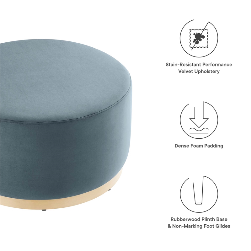 Pemberly Row Modern / Contemporary Ottoman in Cadet Blue Natural