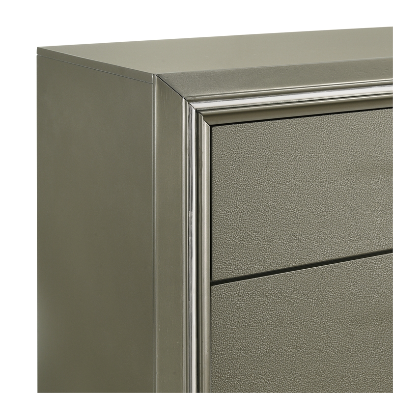 Pemberly Row Contemporary Wood 5-Drawer Chest in Silver Gray