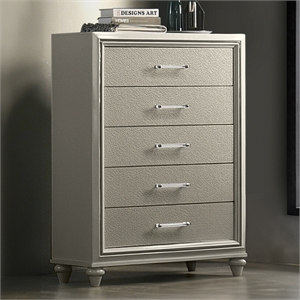 Pemberly Row Contemporary Wood 5-Drawer Chest in Silver Gray
