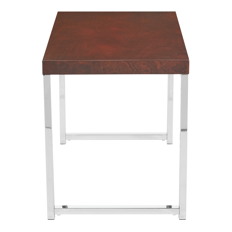 Pemberly Row End Table Espresso Wood Veneer Top with Chrome legs