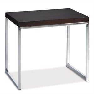 Pemberly Row End Table Espresso Wood Veneer Top with Chrome legs