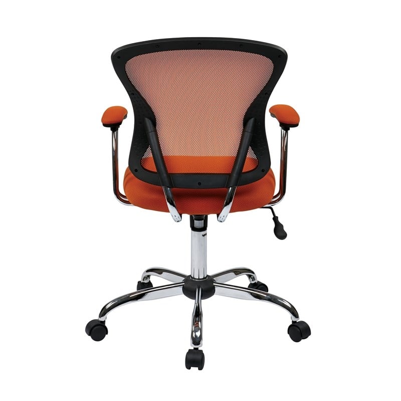 Pemberly Row Contemporary Task Chair with Orange Mesh Fabric Seat
