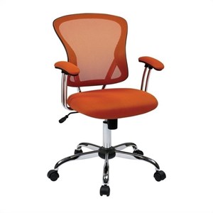 Pemberly Row Contemporary Task Chair with Orange Mesh Fabric Seat