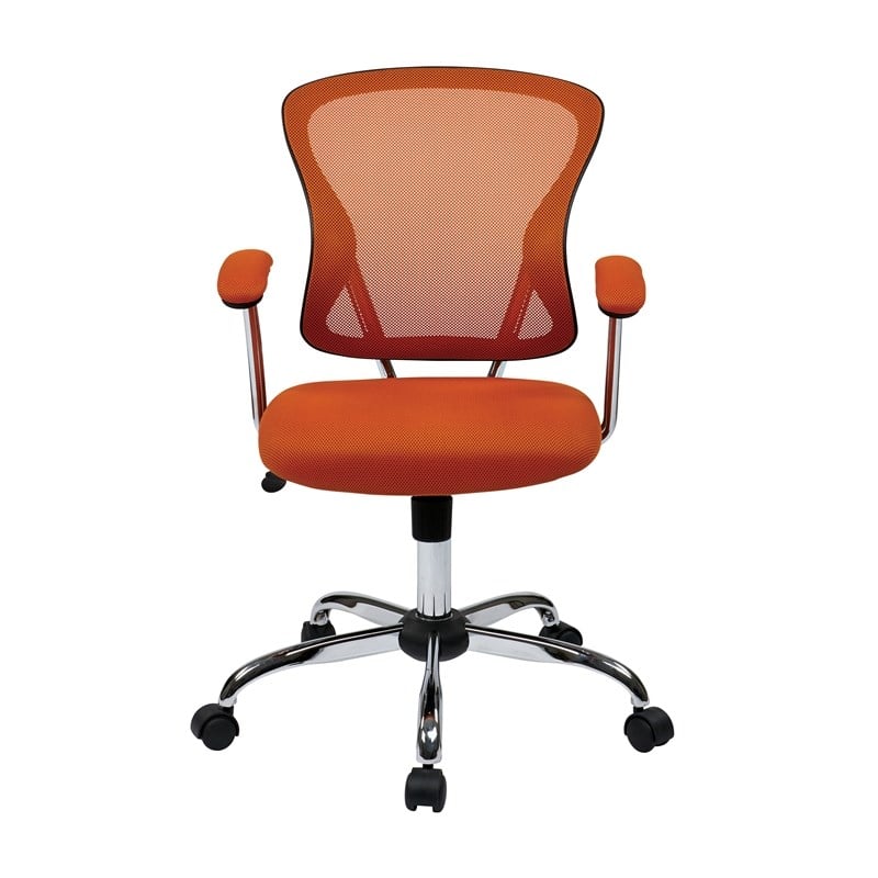 Pemberly Row Contemporary Task Chair with Orange Mesh Fabric Seat