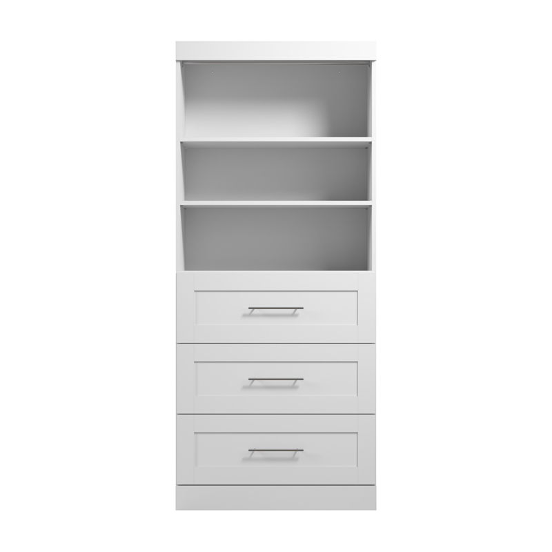 Pemberly Row 36W Closet Organizer with Drawers in White - Engineered Wood