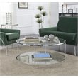 Pemberly Row Modern Round Glass Coffee Table in Chrome Metal Frame