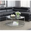 Pemberly Row Modern Round Glass Coffee Table in Chrome Metal Frame