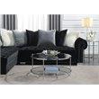 Pemberly Row Modern Round Glass Coffee Table in Chrome Metal Frame