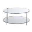 Pemberly Row Modern Round Glass Coffee Table in Chrome Metal Frame