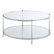 Pemberly Row Modern Round Glass Coffee Table in Chrome Metal Frame