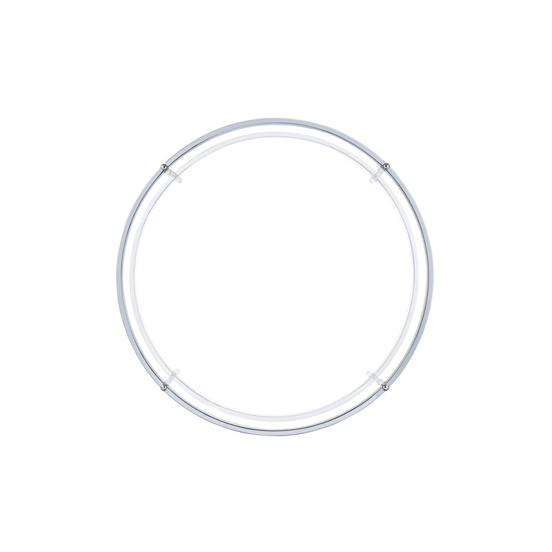 Pemberly Row Modern Round Glass Coffee Table in Chrome Metal Frame