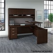 Pemberly Row 72W Sit to Stand L Shaped Desk Office Suite in Mocha Cherry
