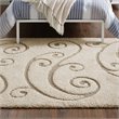Pemberly Row Modern 8' x 10' Scrolling Vine Shag Area Rug in Cream
