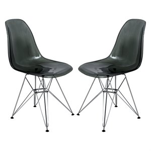 Pemberly Row Eiffel Base Dining Side Chair in Black (Set of 2)