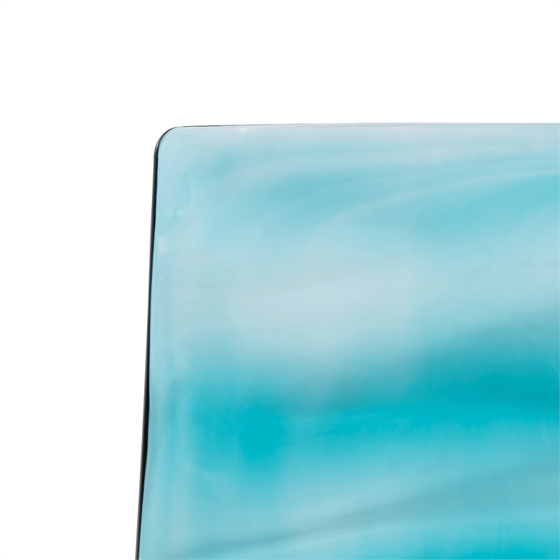 Pemberley Row Polycarbonate Blue Dining Chair Set of 2 Rectangular Ripple Design 31.5
