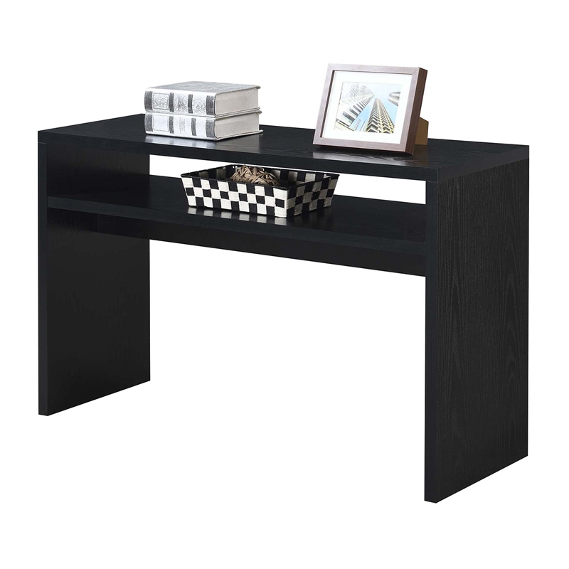 Pemberly Row Modern Deluxe Console Table in Black Wood Finish