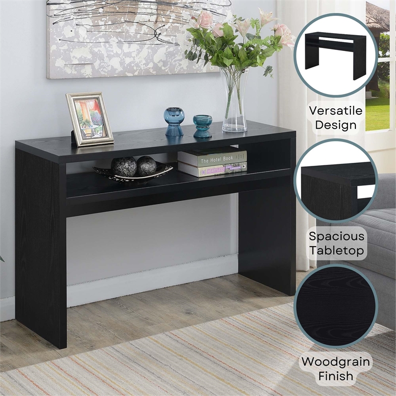 Pemberly Row Modern Deluxe Console Table in Black Wood Finish