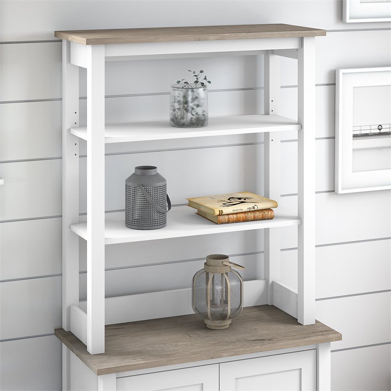 Pemberly Row Tall Hutch Organizer in Shiplap Gray/White - Engineered Wood